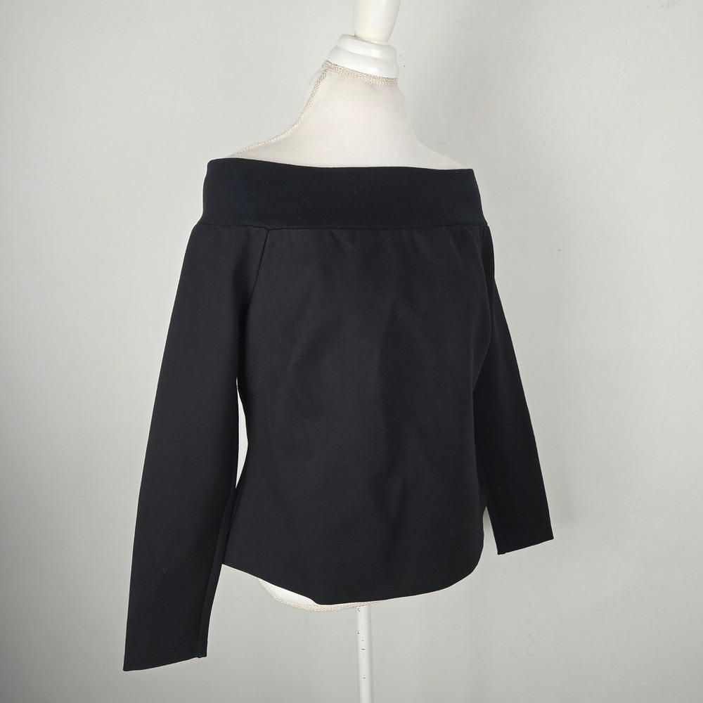 Tuckernuck Black Off The Shoulder Long Sleeve Ponte Knit Top XL Chic Minimalist